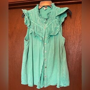 Entro Denim Green Sleeveless Top